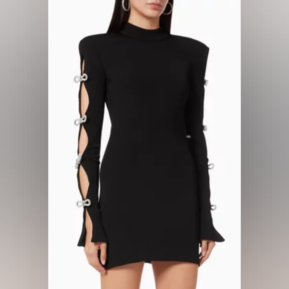 NEW $985 Mach & Mach Crystal-Embellished Cut-Out Minidress - Picture 15 of 16